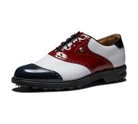 (UK 9.5, White/Navy/Wine) Footjoy Mens Premier Series Wilcox Waterproof Spiked Golf Shoes