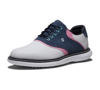 FootJoy Men's Traditions Golf Shoe, White/Blue/Pink, 9.5 UK