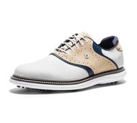 FootJoy Men's Traditions Golf Shoe, White/Khaki/Peacoat, 8.5 UK