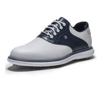 FootJoy Men's Traditions Golf Shoes, White/Navy/Blue, 7.5 UK Wide
