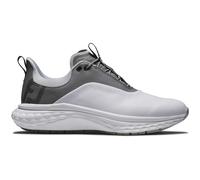 (UK 8.5, White/Grey/Silver) Footjoy Mens FJ Quantum Waterproof Leather Spikeless Golf Shoes