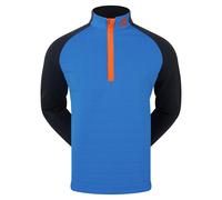 FOOTJOY QUILTED JACQUARD CHILL-OUT XP GOLF PULLOVER 88836 - SAPPHIRE / BLACK / ORANGE