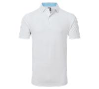 FootJoy S.Lisle Dot Prt Wht/Lt Blue Polo - XL Size: XL