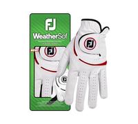 FootJoy WeatherSof Men's Golf Glove, Left Hand (for Right Handed Golfer), White/Red, XL EU