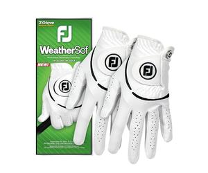 FootJoy WeatherSof Women's 2-Pack Golf Glove, White, Left Hand (for Right Handed Golfer), M EU