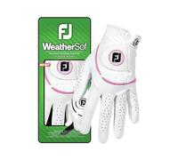FootJoy WeatherSof Women's Golf Glovee, Left Hand (for Right Handed Golfer), White/Pink, L EU