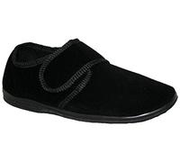 footloose.shoes Diabetic Orthopedic Men's Easy Close Wide-Fitting Touch Close Bar-strap Shoe Slippers Sizes 6-14 (Black Extra Wide, UK Footwear Size System, Adult, Men, Numeric, X-Wide, 13)
