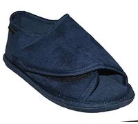 footloose.shoes Mens Extra Wide Fit (EE) Warm Lined Open Toe Diabetic Orthapedic Slippers sizes 7-12 (10, Navy, numeric_10)
