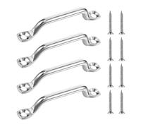 Footman Loop - Bridge Buckle, 4 Heavy Duty Stainless Steel Lashing Anchors | Boat Top Deck Tie Down Strap | With Flat Head Tapping Screws, Kayak Accessories