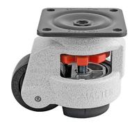 FOOTMASTER GD-80F Nylon Wheel and NBR Pad Leveling Caster, 1100 lbs, Top Plate 3 17/32" x 3 17/32", Bolt Holes 2 3/4" x 2 3/4", Ivory Finish