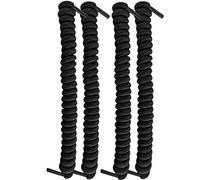 FootMatters No Tye Shoelaces Elastic Curly Stretchy For Kids and Adults - One Size Fits All (Black - 2 Pairs)