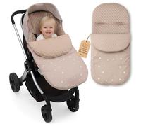 Footmuff Pushchair and Buggy for Winter 90x45 cm - Winter Footmuff Warm Liner Swaddle Blanket Baby Accessory Warm Minky Beige with White Stars