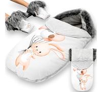 Footmuff Pushchair and Buggy for Winter Premium Set 90x45 cm - Winter Footmuff Warm Liner Swaddle Blanket Baby Accessory with Extra Gloves Rabbit