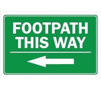 Footpath this way, arrow pointing left green sign - Self adhesive sticker (200mm x 150mm)