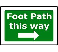 Footpath This Way Right Arrow | 20cm x 15cm | Green - Foamalux PVC Plastic Sign for Walking Trails, Parks, Public Pathways, Pedestrian Direction | UK-Made with Renewable Energy | Low Carbon Footprint