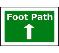 Footpath This Way Up Arrow | 20cm x 15cm | Green - PVC Plastic Sign for Walking Trails, Parks, Public Pathways, Pedestrian Direction | UK-Made with Renewable Energy | Low Carbon Footprint