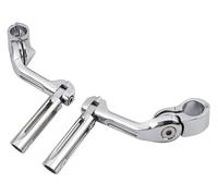 Footpeg For Touring Motorbike Pedals Rests Pedal Adjustable Highway Long Angled Mount Motorcycle Footrest(Chrome Set)