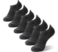 FOOTPLUS Copper Compression Socks,Unisex Cushioned Sole Arch Support Athletic Ankle/Crew Running Hiking Socks, 6 Pairs- Dark Gray Ankle, Small-Medium