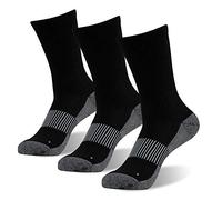 FOOTPLUS Copper Socks Unisex Cushioned Sole Arch Support Athletic Ankle Crew Socks for Running Hiking, 3 pairs - black crew, XXL