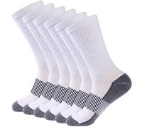 FOOTPLUS Hiking Copper Compression Socks,Unisex Cushioned Sole Arch Support Athletic Crew Running Socks, Crew 6 Pairs- Black, Large