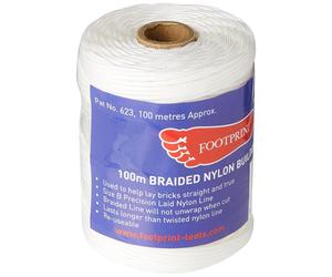 Footprint Bricklayers Line - 100m Roll - Finely Braided Nylon - Made in Britain - White