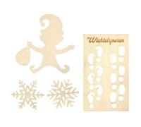 Footprint Stencil Painting - Wood Snowflake Cutouts, Christmas Gnome Decorative Craft Template Set | Creative Reusable Pattern For Home Wall Window Door Table Fabric Card Canvas Pendant Decoration DIY