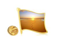 Footprint Sunset Silk Road Camel Desert Golden Metal Flag Lapel Pin Badge