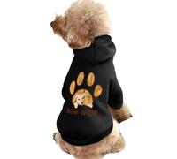 Footprints Dog Newspaper Pattern Bow Wow Pet Hoodies Dog Clothes for Small Dogs Vest Chihuahua Clothes Warm Coat Jacket Autumn Puppy Outfits Cats Clothing M