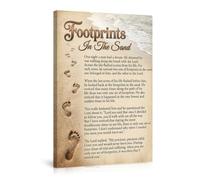 Footprints in the Sand Canvas Wall Art Christian Religious Poem Poster Inspirational Quotes Beach Pictures Wall Decor for Living Room Bedroom Home Decorations Gifts-08x12inch(20x30cm)-Frame-style