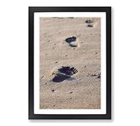 Footprints in The Sand Framed Print | A2 Oak Framed Wall Art | Ready to Hang | Modern Nature Picture | Living Room Bedroom Lounge Office