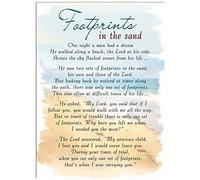 Footprints in the Sand Memorial Remembrance Verse Plastic Coated Grave Graveside Card