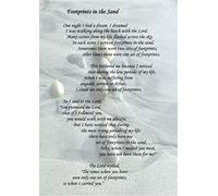 'Footprints in the sand' strength & hope poem,A4 keepsake gift present (Pebble without border, Paper)
