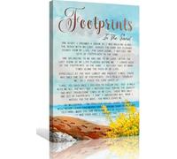Footprints In The Sand Wall Art Poem Wall Decor Framed Inspirational Pictures Prints Modern Bible Quotes Wall Decor Painting 08x12 inches