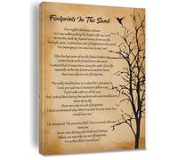 Footprints in The Sand Wall Art Religious Poem Retro Canvas Motivational Quotes Poster Painting Pictures Home Christian Religious Decor Framed 8 * 12 inch