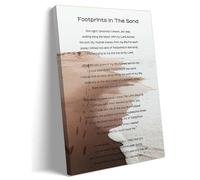 Footprints In The Sand Wall Art Religious Poem Wall Art Retro Canvas Framed Motivational Quotes Poster Painting Pictures Home Decor Framed (12x18 inch)