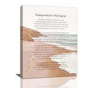 Footprints In The Sand Wall Art Religious Poem Wall Decor Motivational Quotes Beach Pictures Canvas Prints Painting Christian Framed Artwork Gifts for Women for Bedroom Bathroom Office 12"x16"