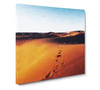 Footprints on the Desert in Morocco Canvas Print | Gallery Wrapped 30mm Frame Wall Art | 20x20 inches | Ready to Hang | Abstract Landscape Picture | Living Room Bedroom Lounge Office