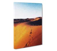 Footprints on the Desert in Morocco Canvas Print | Gallery Wrapped 30mm Frame Wall Art | 30x20 inches | Ready to Hang | Abstract Landscape Picture | Living Room Bedroom Lounge Office
