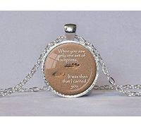 Footprints Poem Pendant Footprints in The Sand Christian Jewelry Jesus Quote Gift for Christian Inspirational Recovery Jewelry Brown White