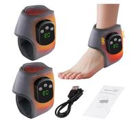 Footrenew Triple Method Massager, Heated Ankle Wrap with 5 Far-Infrared Heat Levels & Vibration, Thermal Ankle Brace for Neuropathy & Pain Relief, Portable Foot Massager(Double)