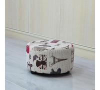 Footrest,Footstool Foot Stool Ottoman Fabric Footstool, Round Solid Wood Small Low Pier Shoe Change Foot Stool Modern Minimalist Living Room Bedroom Balcony Footrest, Whi