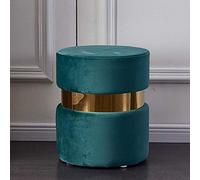 Footrest,Footstool Velvet Ottoman,Modern Round Foot Rest Stool Comfortable Thicken Upholstered Footstool Tufted Vanity Short Stools with Gold Edge-a 36x45cm(14x18inch)