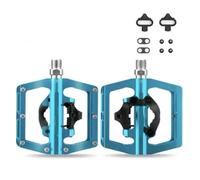 Footrest Rest Pedal 2 In 1 Bicycle Lock Pedal Cycling Flat Pedals with SPD System Cleat Aluminum Anti-slip Sealed Bearing Bike lock Pedal(PD15-BL)