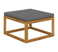 Footrest Solid Acacia Wooden 70x70x60cm Dark Grey Padded Cushion Outdoor Modular