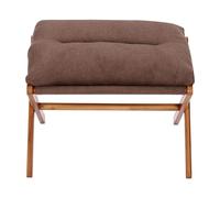 Footstool, 53x35x36cm Upholstered Footrest Stool, Natural Bamboo Folding Foot Stool with Detachable Thick Cushion, for Living Room, Bedroom (Yellow-Brown)