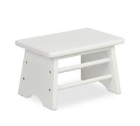 Relaxdays Footstool Bamboo, up to 100 kg, Stable Step Stool, HxWxD: 20 x 33 x 21.5 cm, Children's Bathroom Stand, White
