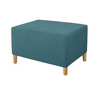 Footstool Cover Rectangle, Ottoman Covers Stretch, Storage Stool Cover, Footstool Protector Cover Dustproof, Ottoman Slipcovers (Teal,L)