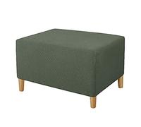 Footstool Cover Rectangle, Ottoman Covers Stretch, Storage Stool Cover, Footstool Protector Cover Dustproof, Ottoman Slipcovers (Green,S)
