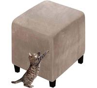 Footstool Cover Round/Square 40x40/45x45/50x50cm Stretch Ottoman Cover Washable Removable Ottoman Slipcover Jacquard Velvet Foot Stool Slipcovers (Color : A21, Size : 45x45cm/18x18")