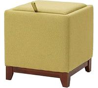 Footstool Foot stool Dressing Table Footrest Storage Stool, Solid Wood Living Room Coffee Table Stool Change Shoes Stool Home Fabric Sofa Stool 40×40×38cm Seat,Green